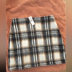 LOFT Checkered Mini Skirt - Black, Gray, Cream